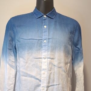 Simons  Blue to White Ombre Linen Semi Fit Button-Up Shirt